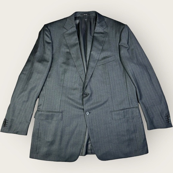 Ermenegildo Zegna Gray Stripe 2 Button Trofeo Wool Blazer Sz 50 L MINT!